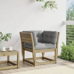 Berkfield Home Garden Sofa Armrest with Cushions Impregnated Wood Pine in Brown