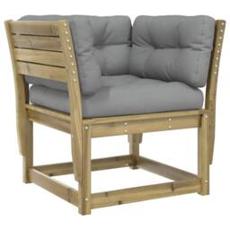 Berkfield Home Garden Sofa Armrest with Cushions Impregnated Wood Pine in Brown - thumbnail 3