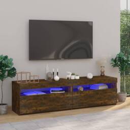 Berkfield Home TV Cabinet with LED Lights 2 pcs Smoked Oak 75x35x40 cm in Brown - Size: 75 x 35 x 40 cm - thumbnail 2