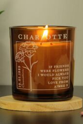 Personalised Memento Company Personalised January Birth Flower Amber Glass Candle - thumbnail 3