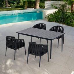 Home Detail Bondi Grey Garden Dining Set - Size: Small - thumbnail 2