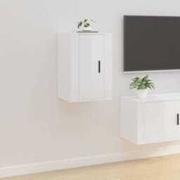 Berkfield Home Wall Mounted TV Cabinet High Gloss White 40x34.5x60 cm - thumbnail 2