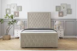 "Sloomy Monroe Plush Frame-Mattress - 50"" Upholstered Headboard in Cream - Size: King" - thumbnail 1