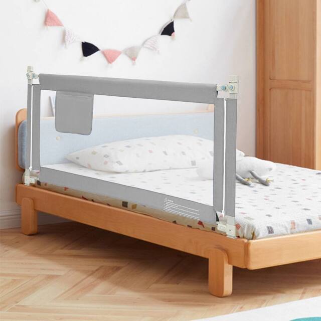 Costway 145cm Long Toddlers Bed Rail Height Adjustable Baby Safety Guardrail in Grey - image 1