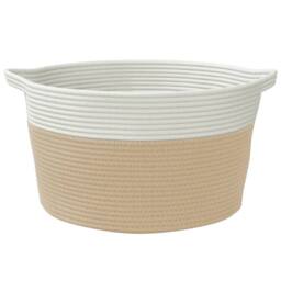 Berkfield Home Storage Basket Beige & White √ò40x25 cm Cotton - Size: 40x25 cm - thumbnail 4