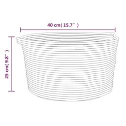 Berkfield Home Storage Basket Beige & White √ò40x25 cm Cotton - Size: 40x25 cm - thumbnail 9