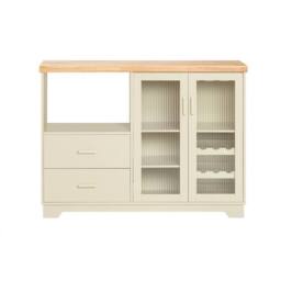 SoBuy Modern Kitchen Sideboard - Glass Doors & Wine Rack in Cream - thumbnail 3