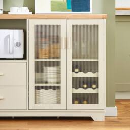 SoBuy Modern Kitchen Sideboard - Glass Doors & Wine Rack in Cream - thumbnail 7
