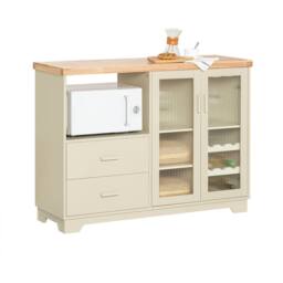 SoBuy Modern Kitchen Sideboard - Glass Doors & Wine Rack in Cream - thumbnail 6