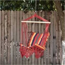 Nordara Outsunny Hammock Chair Swing Colourful Striped Seat in Red - Size: 100 cm - thumbnail 3