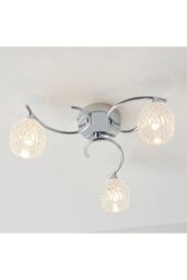 Netlighting Boyer 3 Light Semi Flush Multi Arm Ceiling Light Chrome G9 in Grey - thumbnail 2