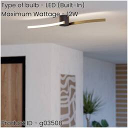 Loops Stylish Modern Black & Brushed Brass Ceiling Light for Indoor Spaces - thumbnail 2