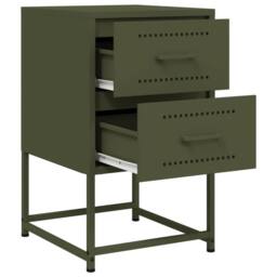 Berkfield Home Bedside Cabinets 2 pcs Olive Green 36x39x60.5 cm Steel - thumbnail 9