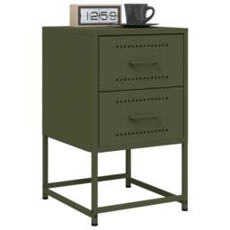 Berkfield Home Bedside Cabinets 2 pcs Olive Green 36x39x60.5 cm Steel - thumbnail 2