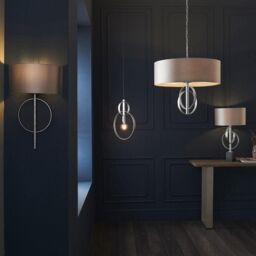 Netlighting 'TRENTO' Dimmable Stylish Contemporary Indoor Décor Fabric Wall Lamp in Metallic Silver - thumbnail 5