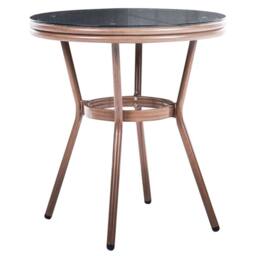 Wyld and Coco Grey PE Rattan Patio Table 70cm Tempered Glass Top and Aluminium Frame - thumbnail 2