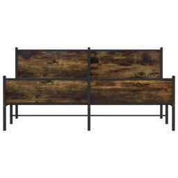 Berkfield Home Metal Bed Frame without Mattress Smoked Oak 160x200 cm in Brown - thumbnail 5