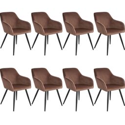 tectake Dining Chair Marilyn Set Of 8 - Brown/Black in Brown - Size: 8 Pack