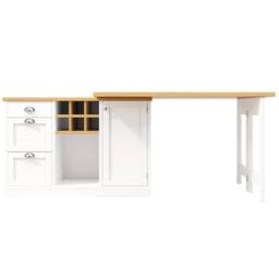Merax Kitchen Island Sideboard with Extendable Dining Table, Wine Rack in White - thumbnail 9