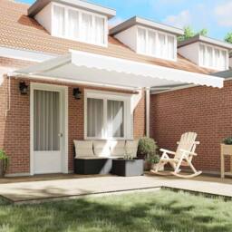 Berkfield Home Manual Retractable Awning White 400x300 cm - thumbnail 3