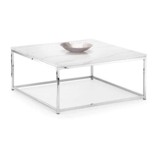 Cheshire Valenza White Marble Top Coffee Table in White Marble & Chrome - image 1