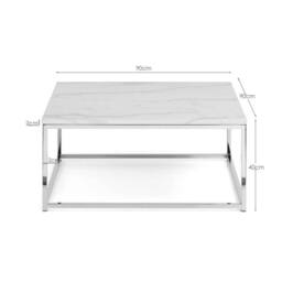 Cheshire Valenza White Marble Top Coffee Table in White Marble & Chrome - thumbnail 3