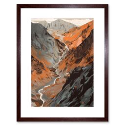 "Artery8 Wall Art Print Scaffel Pike Hiking Trail Rocky Mountain Landscape Artwork Framed 9X7 Inch in Brown - Size: W7"" x H9""" - thumbnail 1