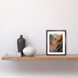 "Artery8 Wall Art Print Scaffel Pike Hiking Trail Rocky Mountain Landscape Artwork Framed 9X7 Inch in Brown - Size: W7"" x H9""" - thumbnail 2