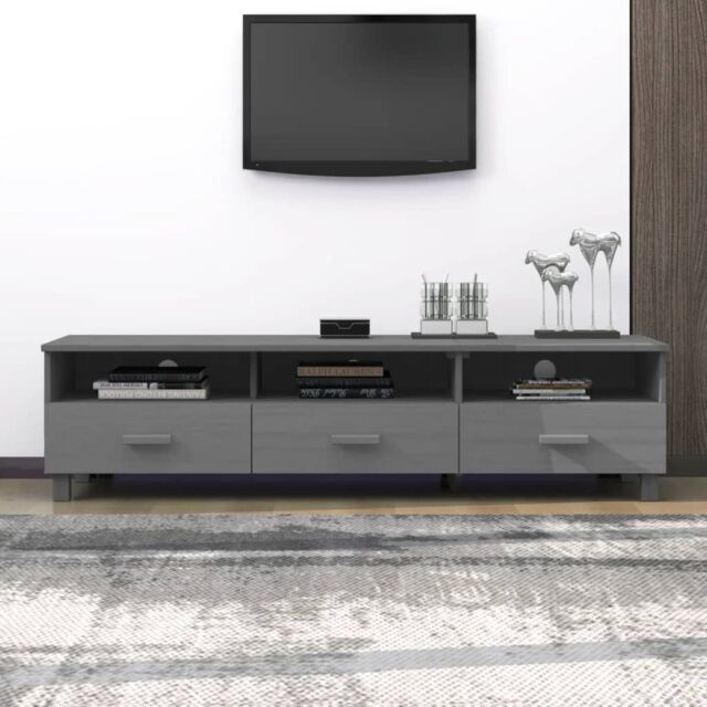 Berkfield Home TV Cabinet HAMAR Dark Grey 158x40x40 cm Solid Wood Pine - Size: 158 x 40 x 40 cm - image 1