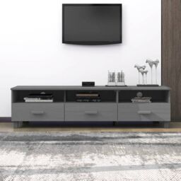 Berkfield Home TV Cabinet HAMAR Dark Grey 158x40x40 cm Solid Wood Pine - Size: 158 x 40 x 40 cm - thumbnail 1