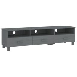 Berkfield Home TV Cabinet HAMAR Dark Grey 158x40x40 cm Solid Wood Pine - Size: 158 x 40 x 40 cm - thumbnail 2