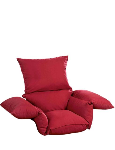 Chums Deeply Padded Comfort Cushion Soft Faux Suede Cover in Dark Red - image 1