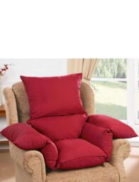 Chums Deeply Padded Comfort Cushion Soft Faux Suede Cover in Dark Red - thumbnail 2