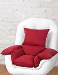Chums Deeply Padded Comfort Cushion Soft Faux Suede Cover in Dark Red - thumbnail 3