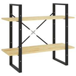Berkfield Home 2-Tier Book Cabinet 80x30x70 cm Solid Pine Wood in Brown - Size: 80 x 30 x 70 cm - thumbnail 2