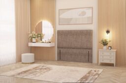 "Somnior Austin Tweed Fabric 54"" Floor Standing Upholstered Divan Headboard in Brown - Size: Super King" - thumbnail 2