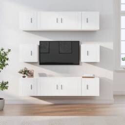Berkfield Home Classic 8 Piece TV Cabinet Set White Engineered Wood - thumbnail 2