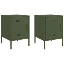 Berkfield Home Bedside Cabinets 2 pcs Olive Green 36x39x50.5 cm Steel - thumbnail 2