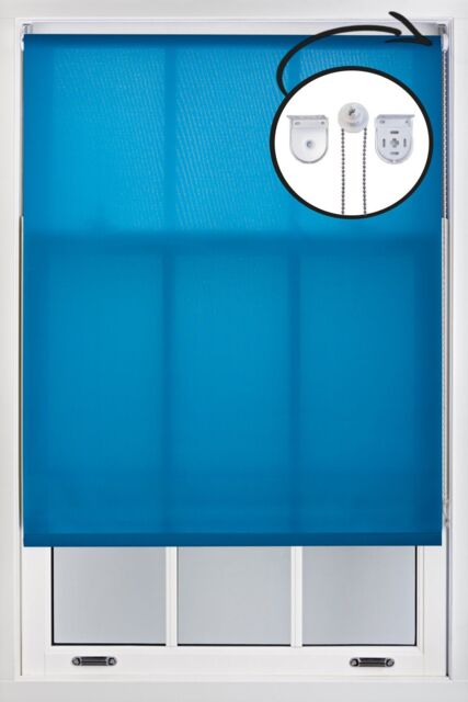 Furnished Teal Daylight Roller Blinds with Metal Fittings - Trimmable Window Shade - Size: 100 cm width x 210 cm drop - image 1