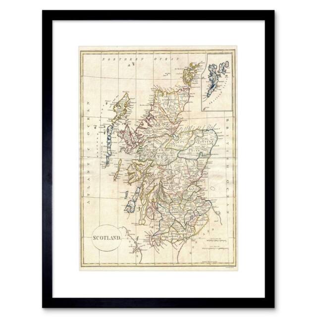 "Artery8 1799 Clement Cruttwell Map Scotland Vintage 12x16"" Framed Art Print in Beige - Size: W12"" x H16""" - image 1