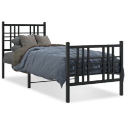 Berkfield Home Metal Bed Frame without Mattress with Footboard Black 75x190cm - Size: 75x190 cm - thumbnail 2