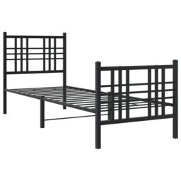 Berkfield Home Metal Bed Frame without Mattress with Footboard Black 75x190cm - Size: 75x190 cm - thumbnail 3