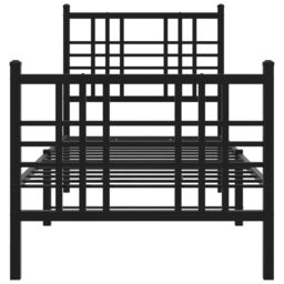 Berkfield Home Metal Bed Frame without Mattress with Footboard Black 75x190cm - Size: 75x190 cm - thumbnail 4