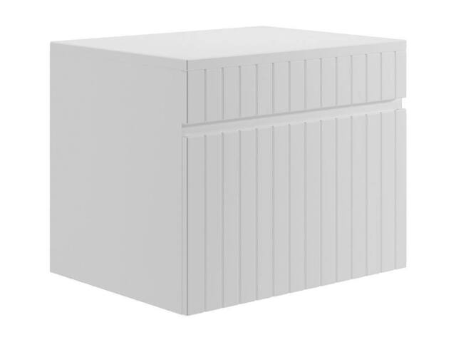 Vente-unique White Ribbed Wall-Mounted Vanity With Shelf - 60 Cm - SATARA - image 1