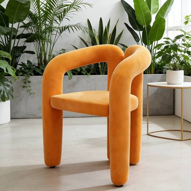 Ventryn Minimalist Makeup Stool & Shoe Changing Chair for Bedroom in Orange - image 1