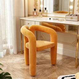 Ventryn Minimalist Makeup Stool & Shoe Changing Chair for Bedroom in Orange - thumbnail 5