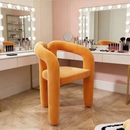 Ventryn Minimalist Makeup Stool & Shoe Changing Chair for Bedroom in Orange - thumbnail 4