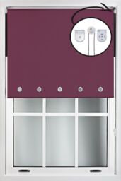 Furnished Aubergine Blackout Roller Blinds with Chrome Round Eyelets & Metal Fittings - Size: 85 cm width x 210 cm drop - thumbnail 1