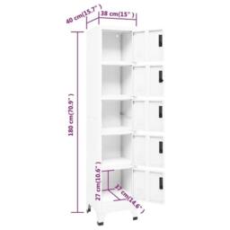 Berkfield Home Locker Cabinet White 38x40x180 cm Steel - Size: 38 x 40 x 180 cm - thumbnail 8