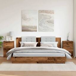 Berkfield Home Bedside Cabinets 2 pcs Old Wood 40x36x65 cm Engineered Wood in Brown - Size: 40 x 36 x 65 cm - thumbnail 3